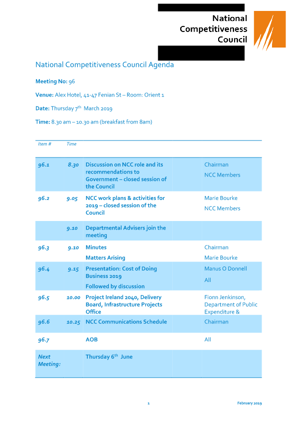 Meeting 96 Agenda