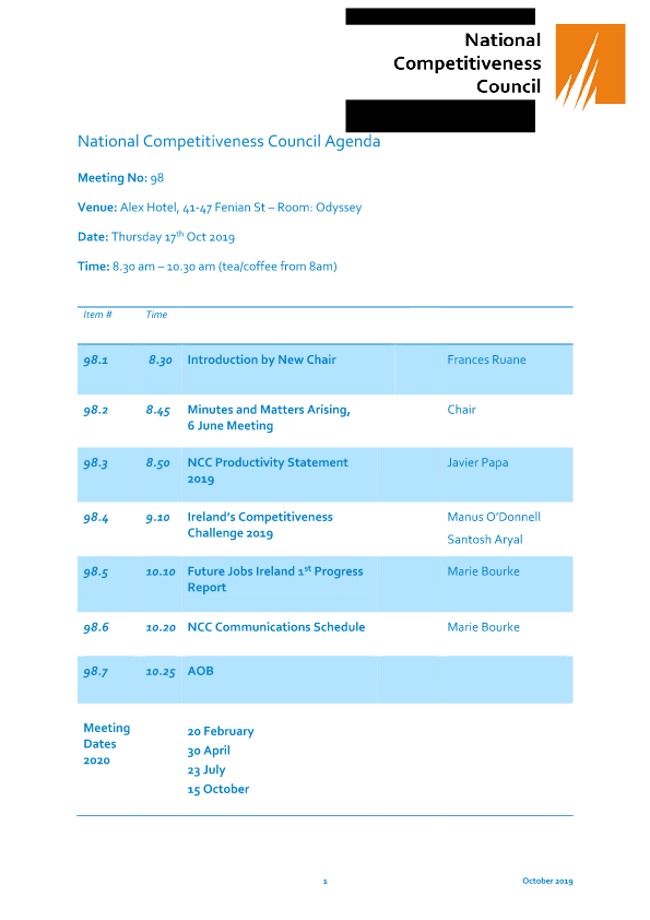 Meeting 98 Agenda