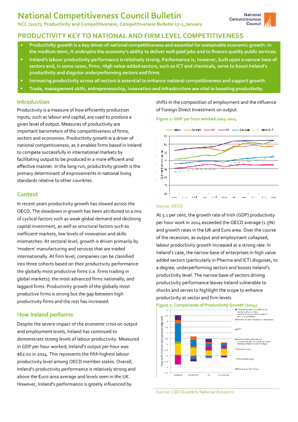 Productivity and Competitiveness, Competitiveness Bulletin 17-1