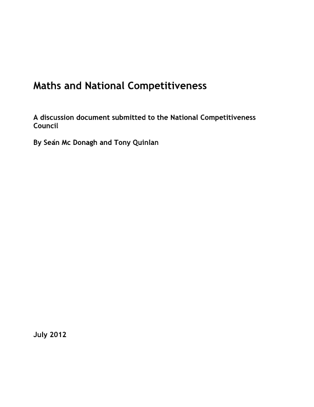 Maths and National Competitiveness 2012