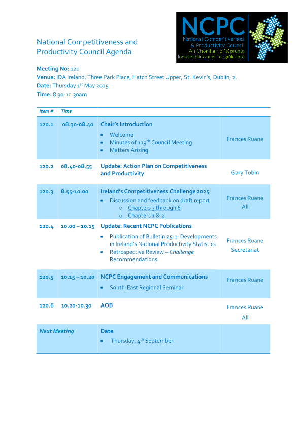 Meeting Agenda 120