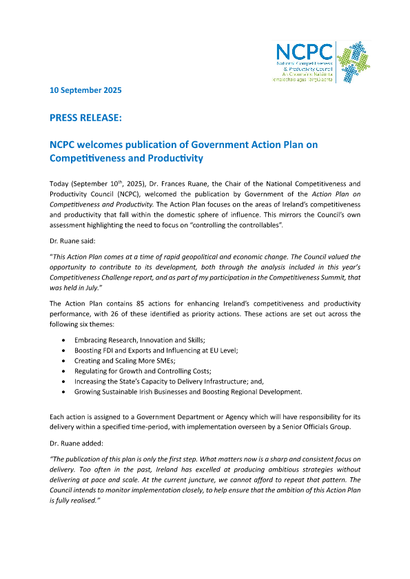 NCPC Press Release Action Plan